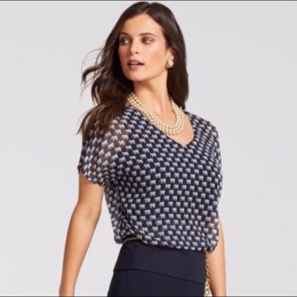 CAbi Tops - CAbi Parade Blouse #5345 Elephant Print on Navy